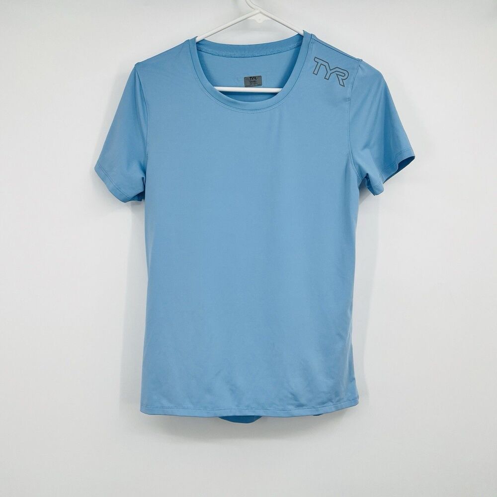 TYR Light Blue Mens S SunDefense SS Outdoor Swim Shirt Beach Cruise SPF 50+